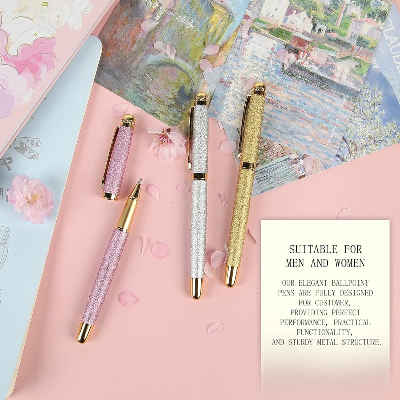 BOCIYER Rollerball Liquid Ink Pens,Best Luxury Ball Pen Gift Set for Men and Women,Black Ink Fancy Pen Refillable for Executive Office,Professional,pretty pens,cool pens,Nice cute Designer Pens(Gold) - Image 5